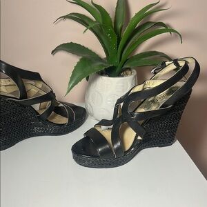 Elegant Black Wedge Sandals